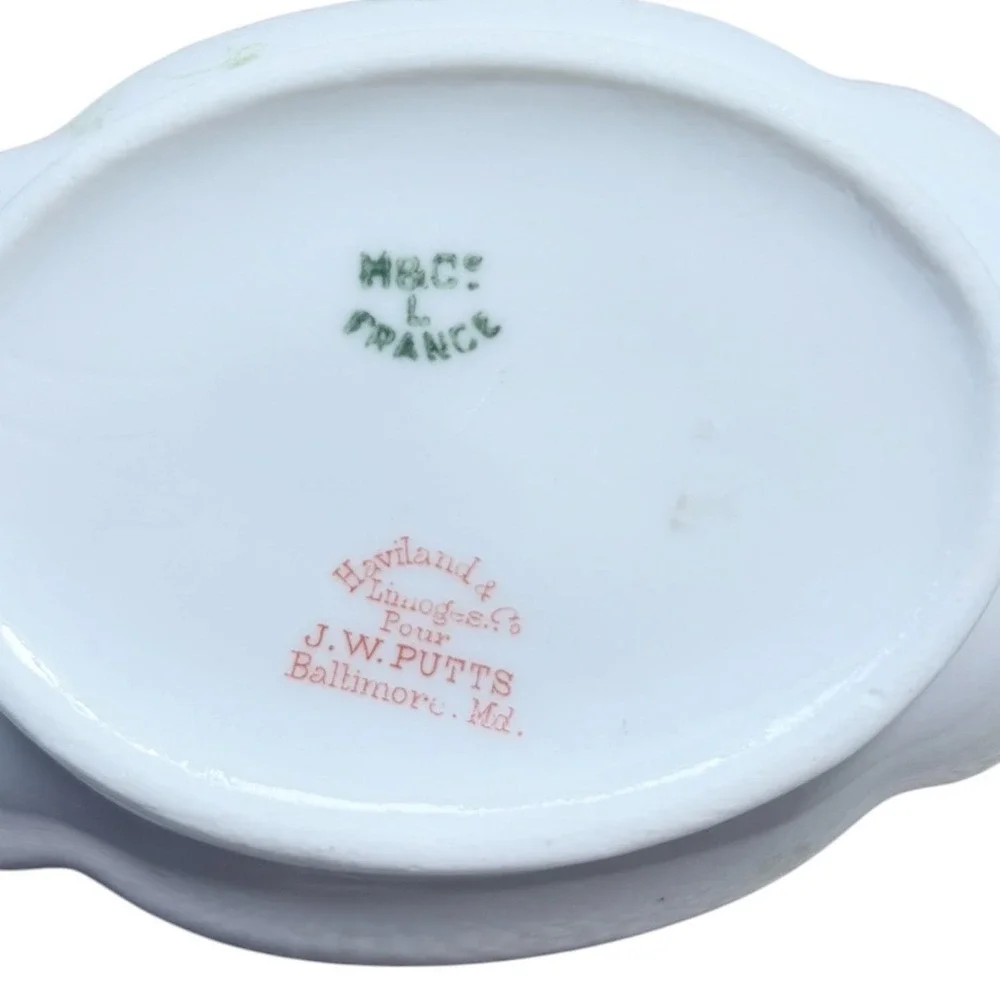 Haviland Antique Limoges France Thistle‎ Porcelain Bowl J.W. Putts. 1876–1889